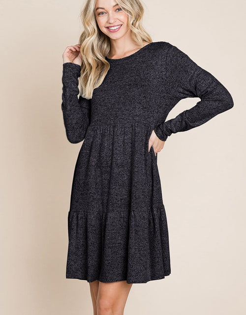 Load image into Gallery viewer, Brushed Hacci Tiered pleated Mini Dress