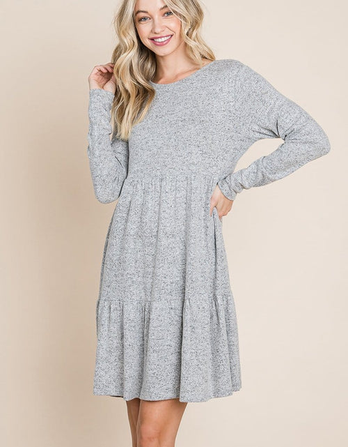 Load image into Gallery viewer, Brushed Hacci Tiered pleated Mini Dress
