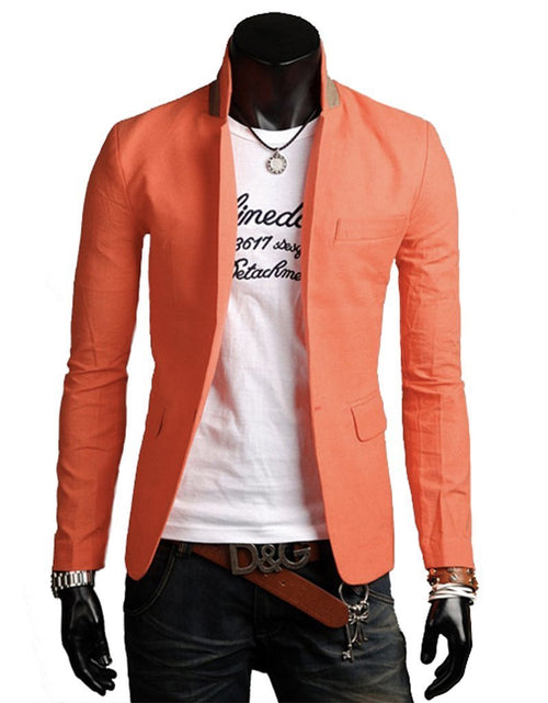 Load image into Gallery viewer, Men&#39;s Stand Collar Casual Blazer - Orange
