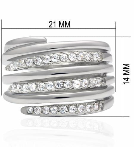 Rhodium Brass Ring with AAA Grade CZ  in Clear
