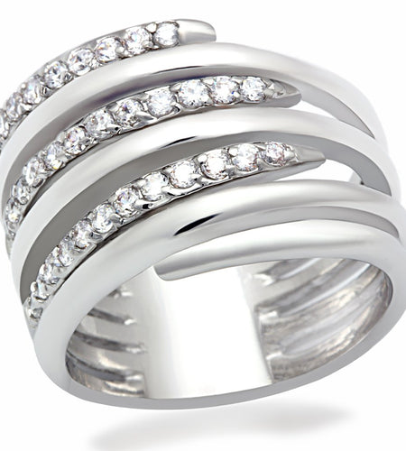 Rhodium Brass Ring with AAA Grade CZ  in Clear
