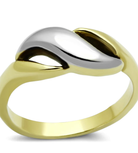 Two-Tone IP Gold (Ion Plating) Stainless Steel Ring No Stone